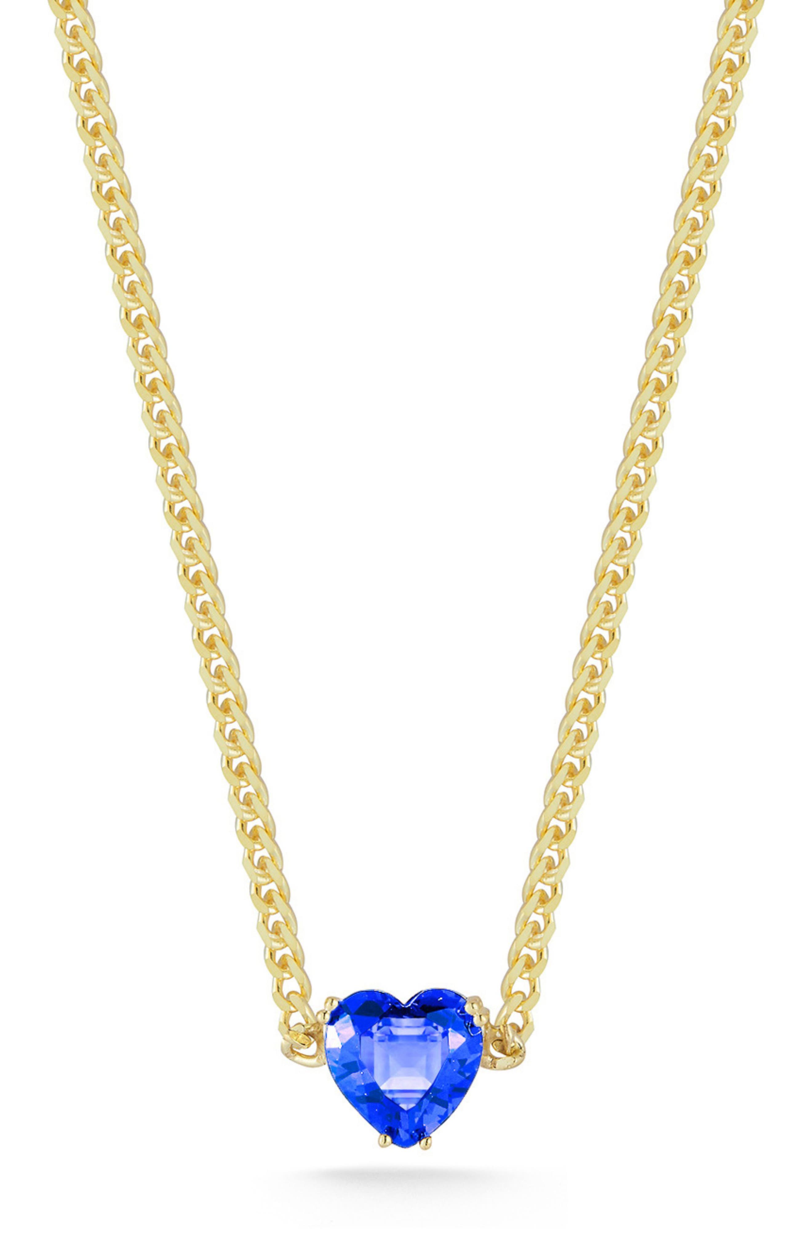 14K Gold Plated Cubic Zirconia Heart Pendant Necklace