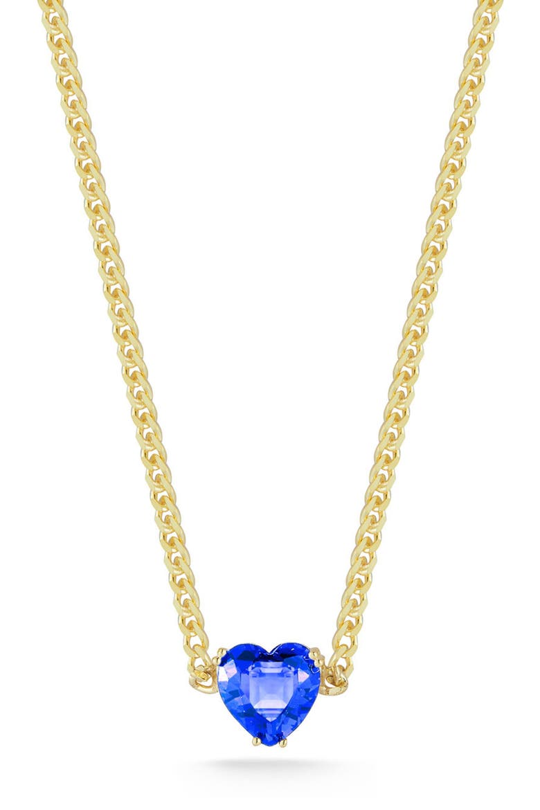 14K Gold Plated Cubic Zirconia Heart Pendant Necklace, Main, color, GOLD