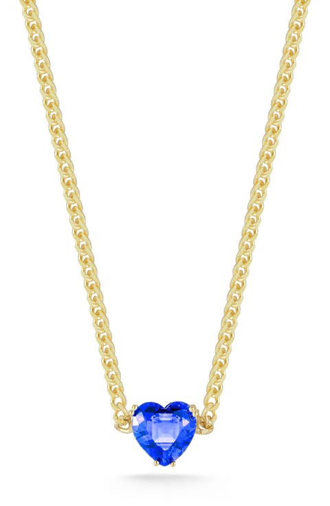 14K Gold Plated Cubic Zirconia Heart Pendant Necklace
