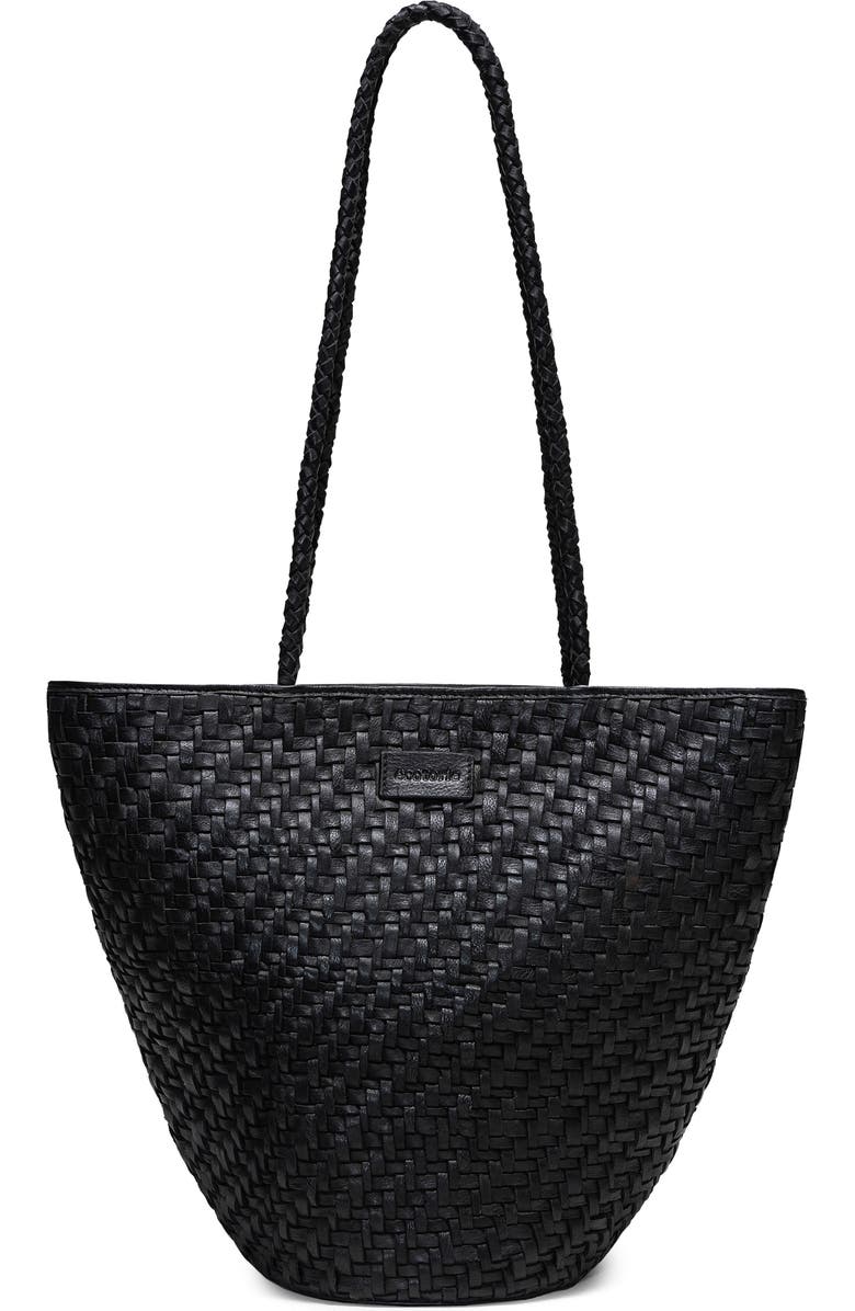 Écotorie Arlington Woven Leather Bucket Bag, Main, color, Black