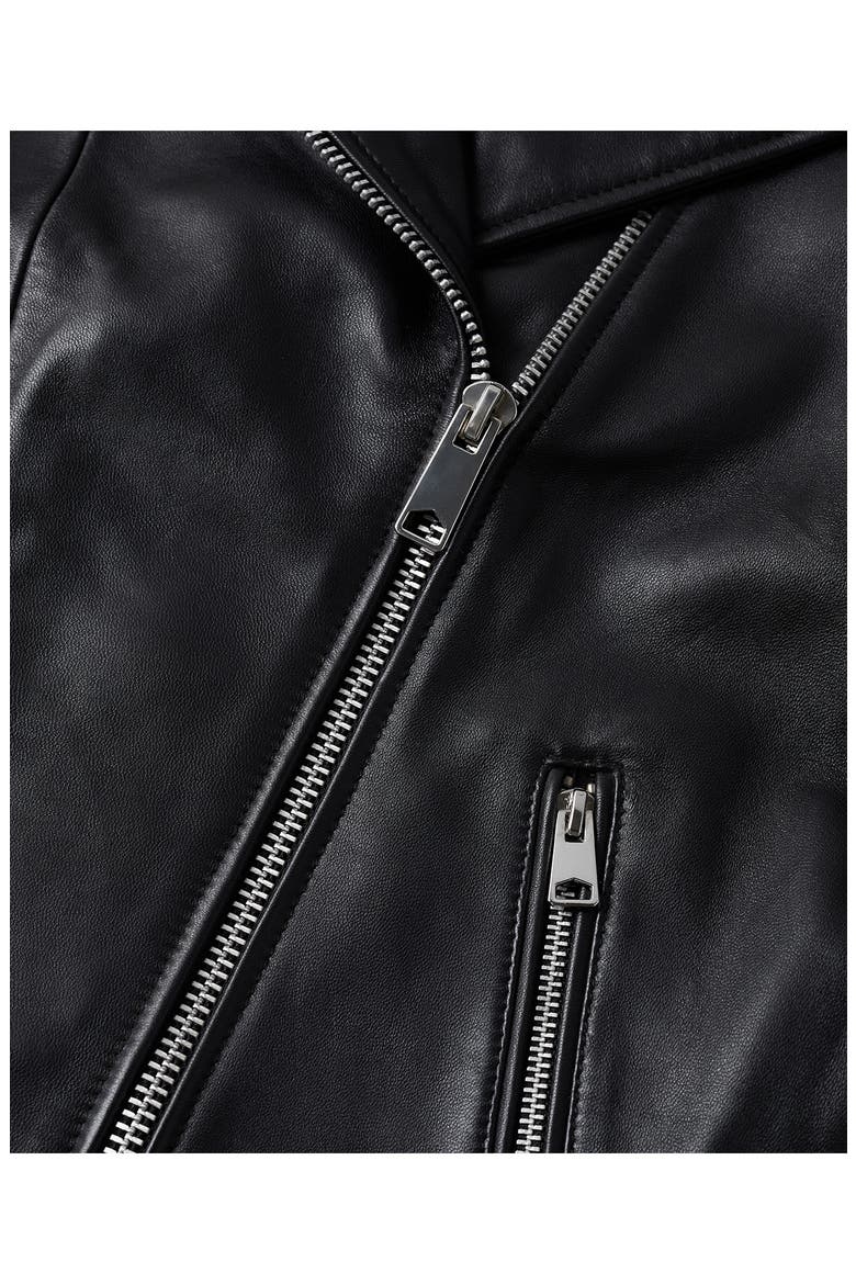 Women's Leather Biker Jacket, Alternate, color, BLACK