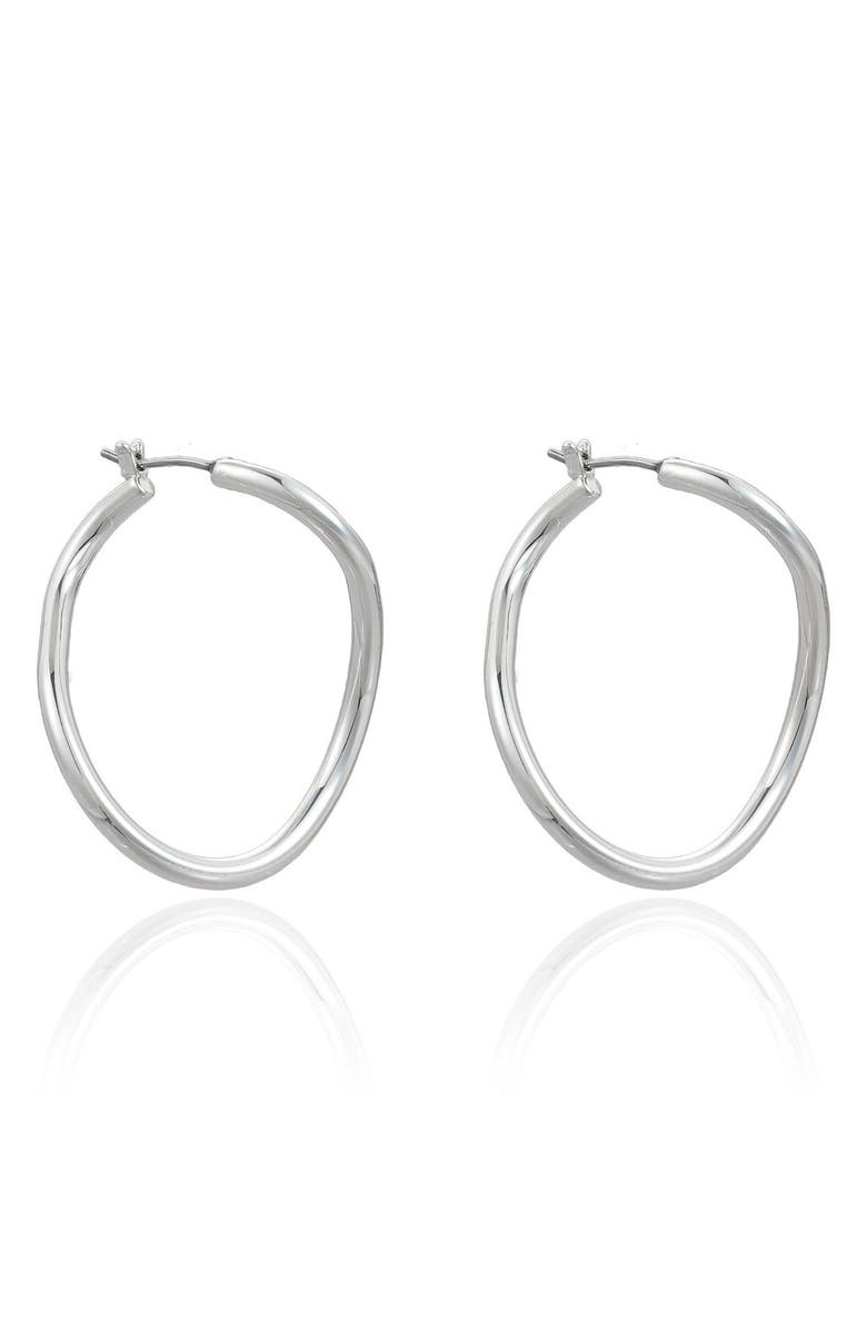 Ettika Thin Strand Hoop Earrings, Alternate, color, Silver