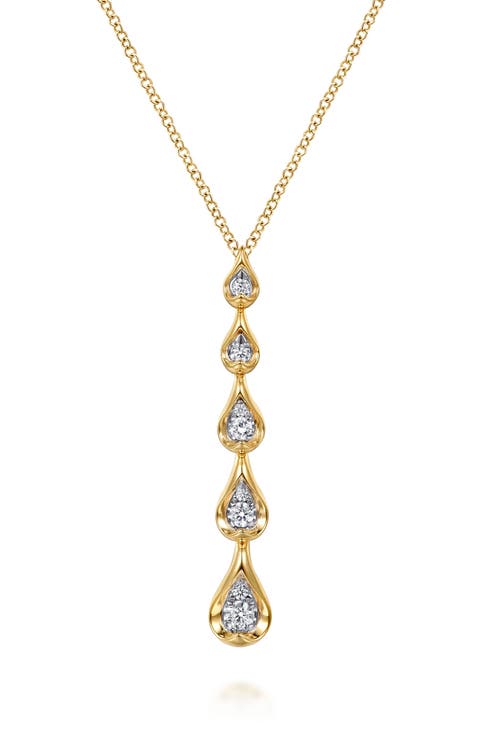 14k Gold Diamond Teardrop Pendant Necklace