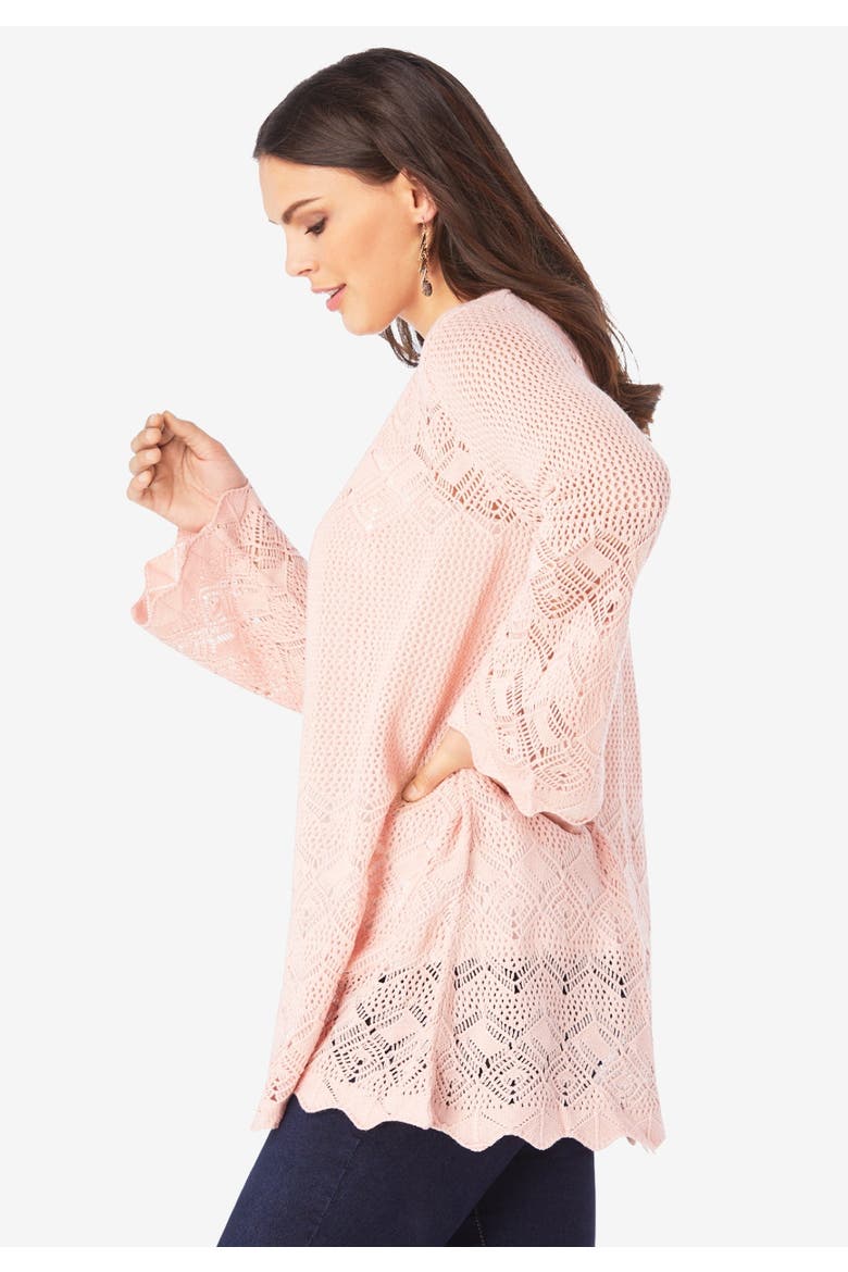 Bell Sleeve Pointelle Cardigan, Alternate, color, PALE BLUE