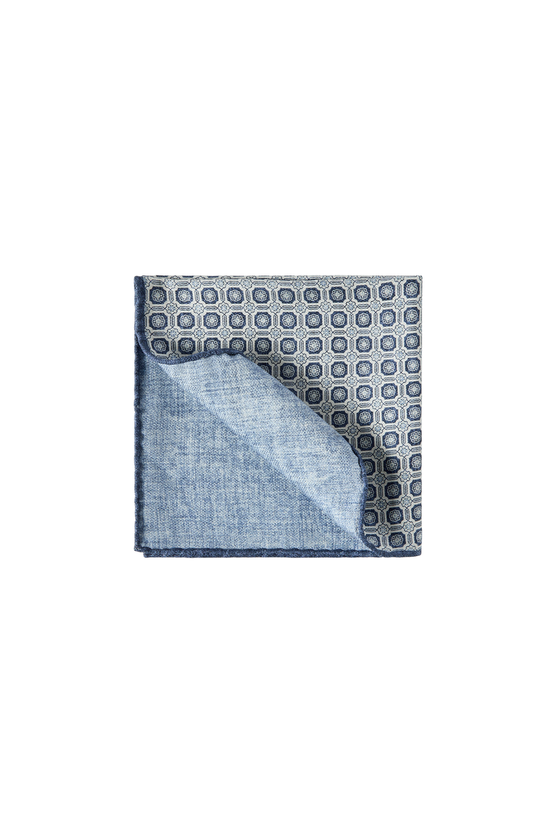 Silk pocket square with geometric design, Alternate, color, Blue