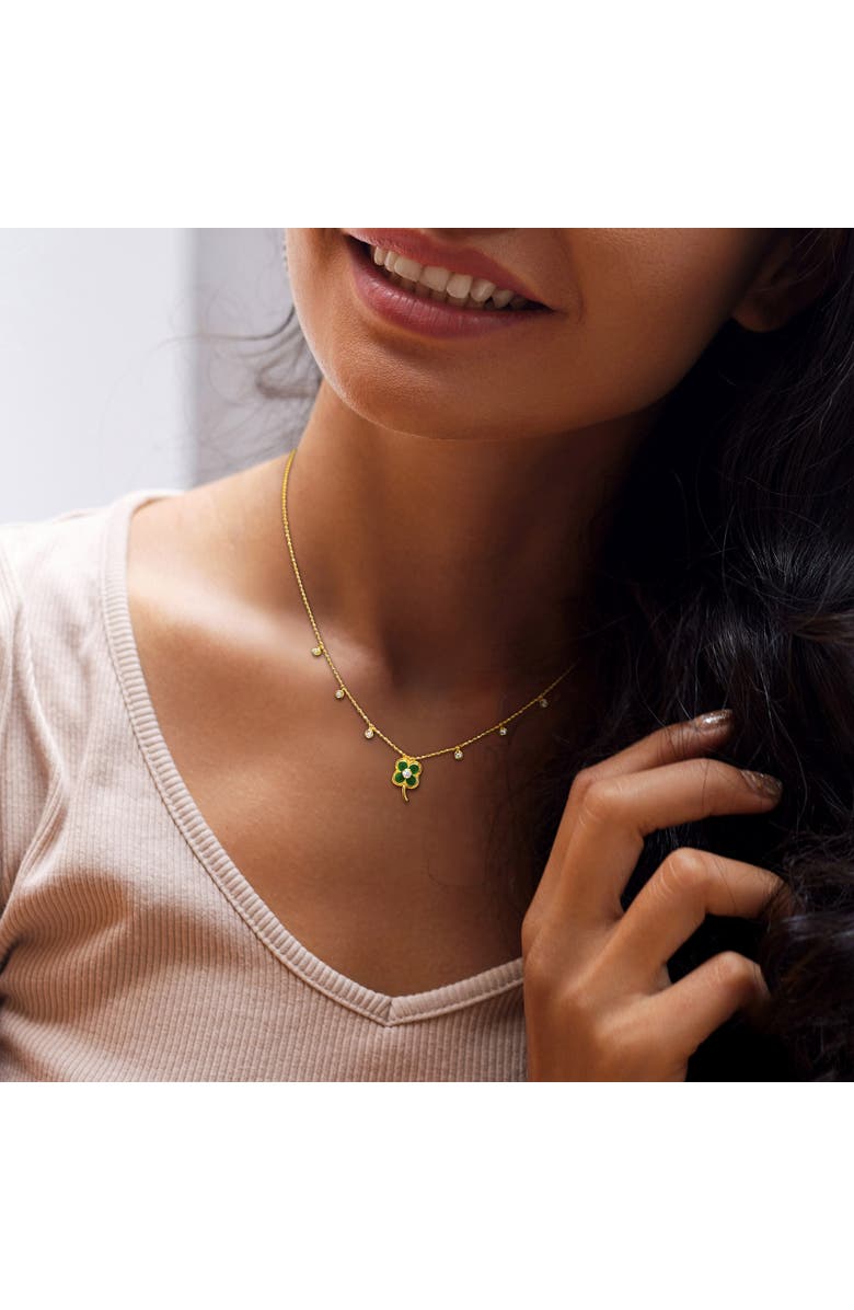 Julianna B. Diamond Symbol Station Necklace 14k Gold, Alternate, color, Clover