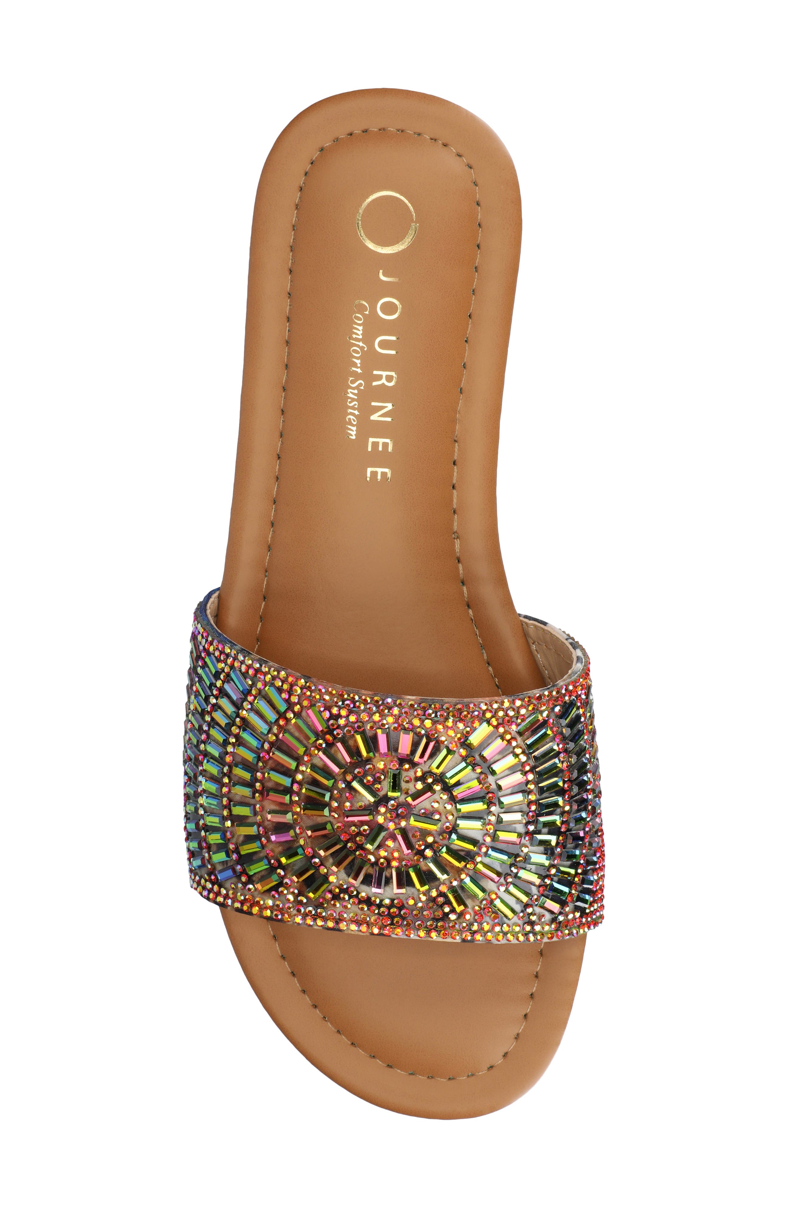 Maria Crystal Embellished Slide Sandal, Alternate, color, BROWN MULTI
