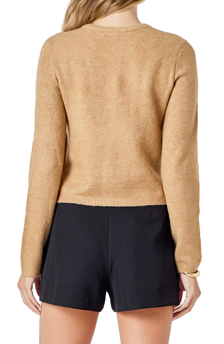 Endless Rose Button Front Cardigan, Alternate, color, Camel