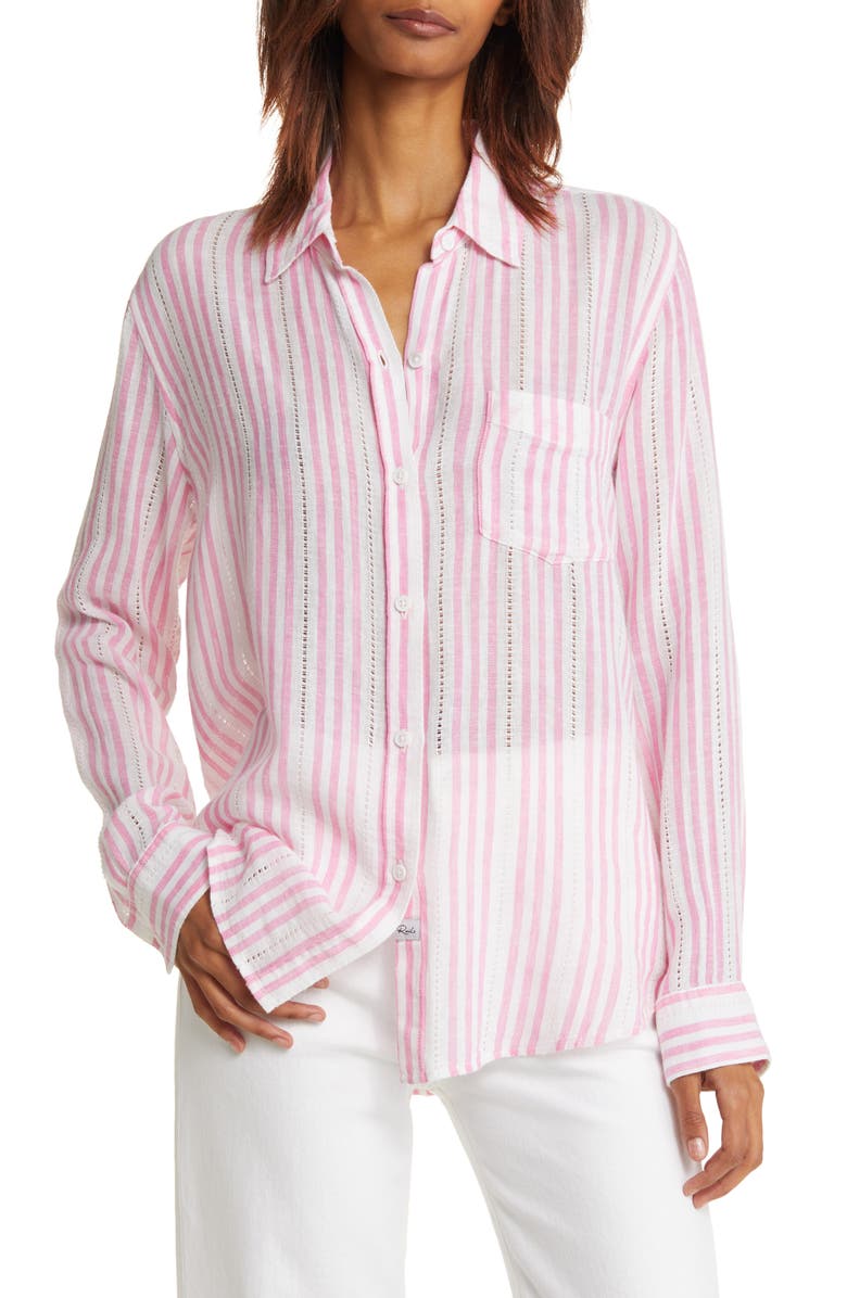 Rails Charli Stripe Linen Blend Shirt, Main, color, 