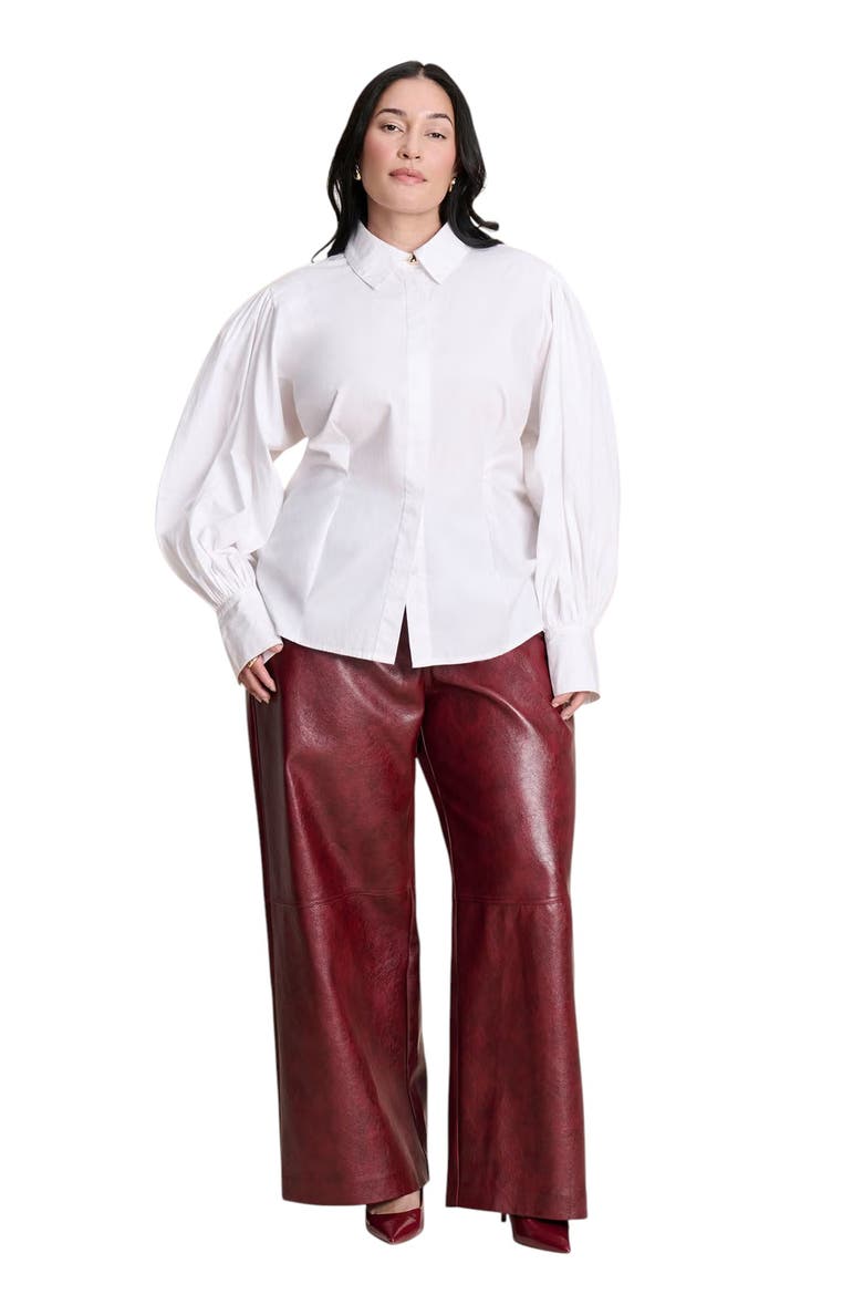 Adjustable Waist Faux Leather Wide Leg Pant, Alternate, color, POMEGRANATE