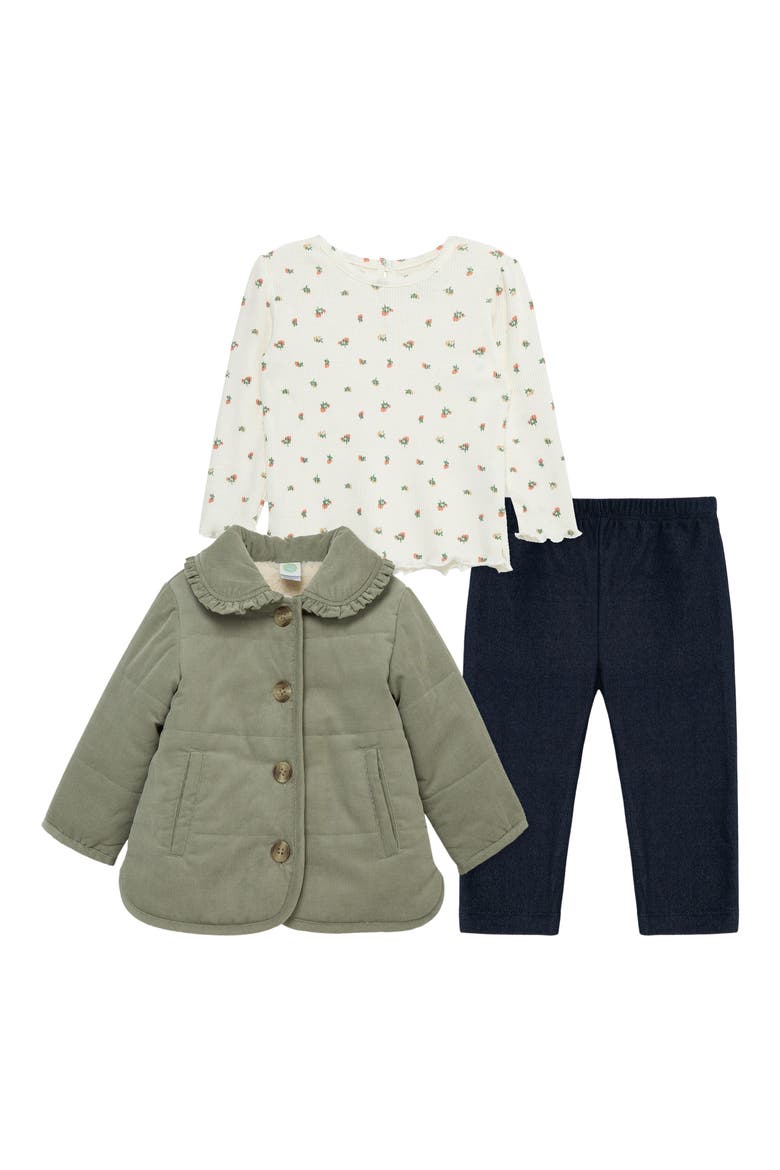 Corduroy Jacket, T-Shirt & Leggings Set, Alternate, color, GREEN