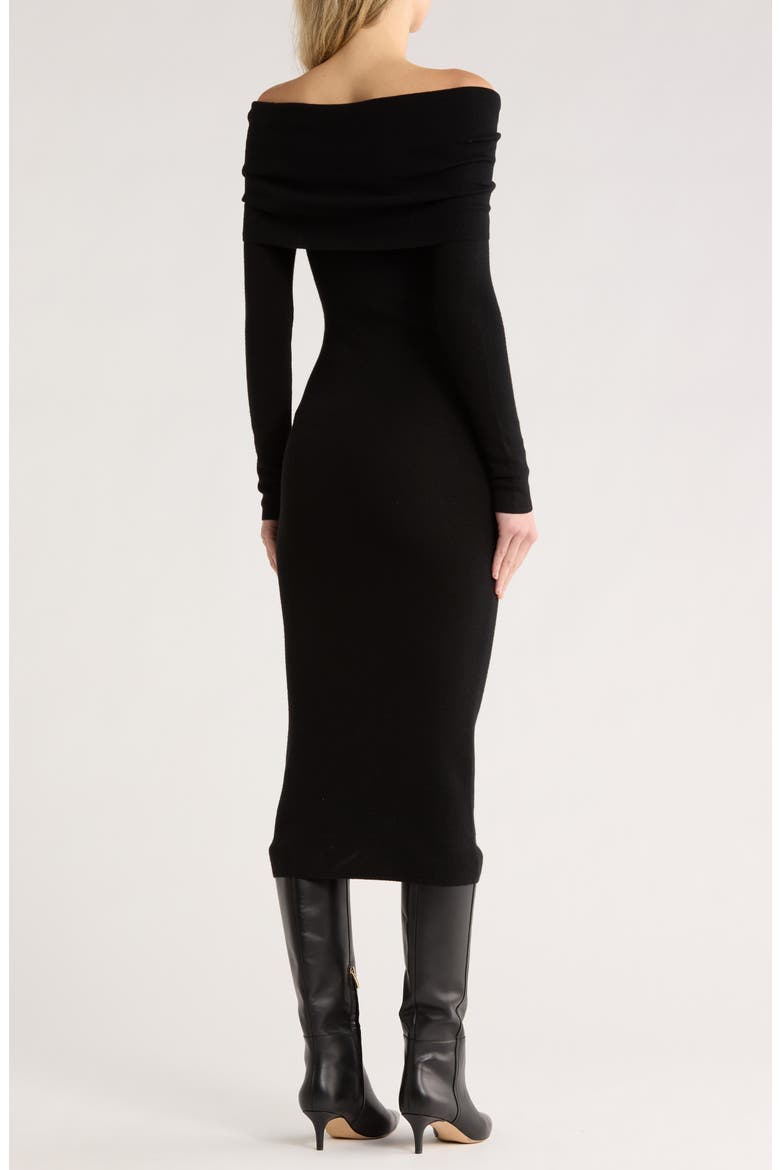 Off the Shoulder Long Sleeve Sweater Dress, Alternate, color, BLACK