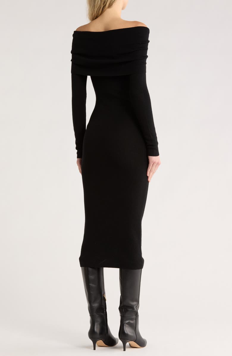 WAYF Off the Shoulder Long Sleeve Sweater Dress, Alternate, color, Black