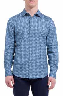 Bugatchi James OoohCotton® Floral Tile Print Button-Up Shirt
