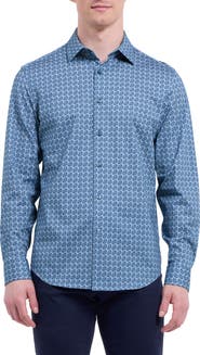Bugatchi James OoohCotton® Floral Tile Print Button-Up Shirt