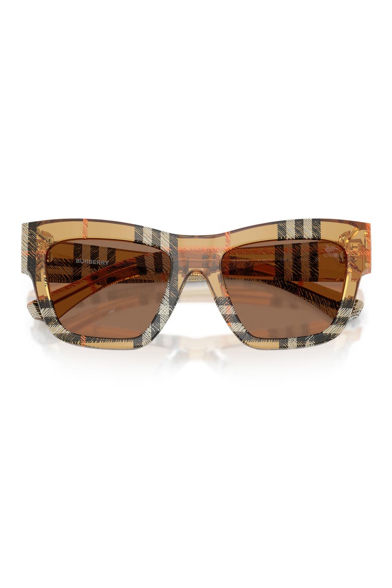 53mm Square Sunglasses, Alternate, color, CHECK SAND/DARK BROWN