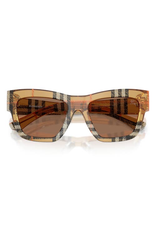 Burberry Be4449f Acetate Square Sunglasses In Check Sand/dark Brown
