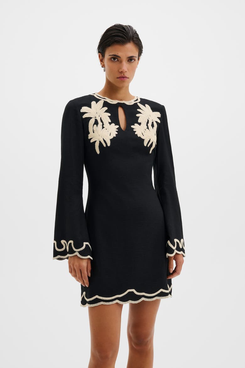 Henny Embroidered Mini Dress, Main, color, Black