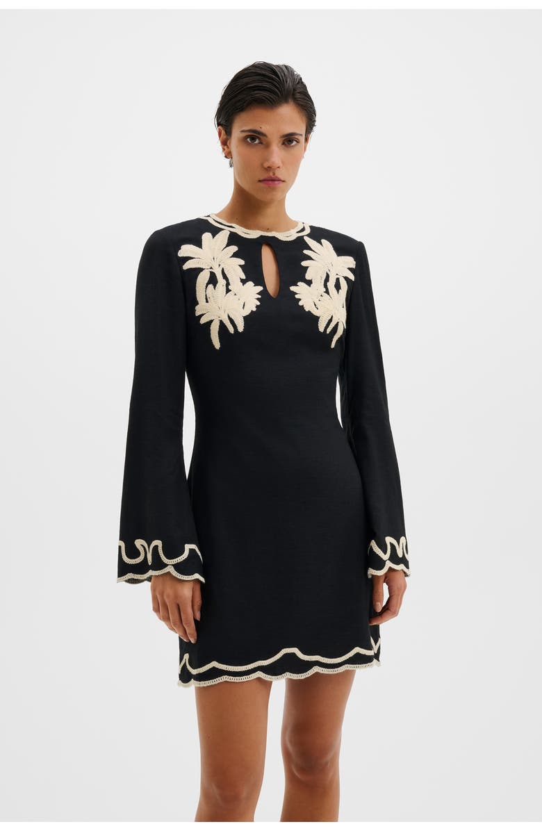 Malina Henny Embroidered Mini Dress, Main, color, Black