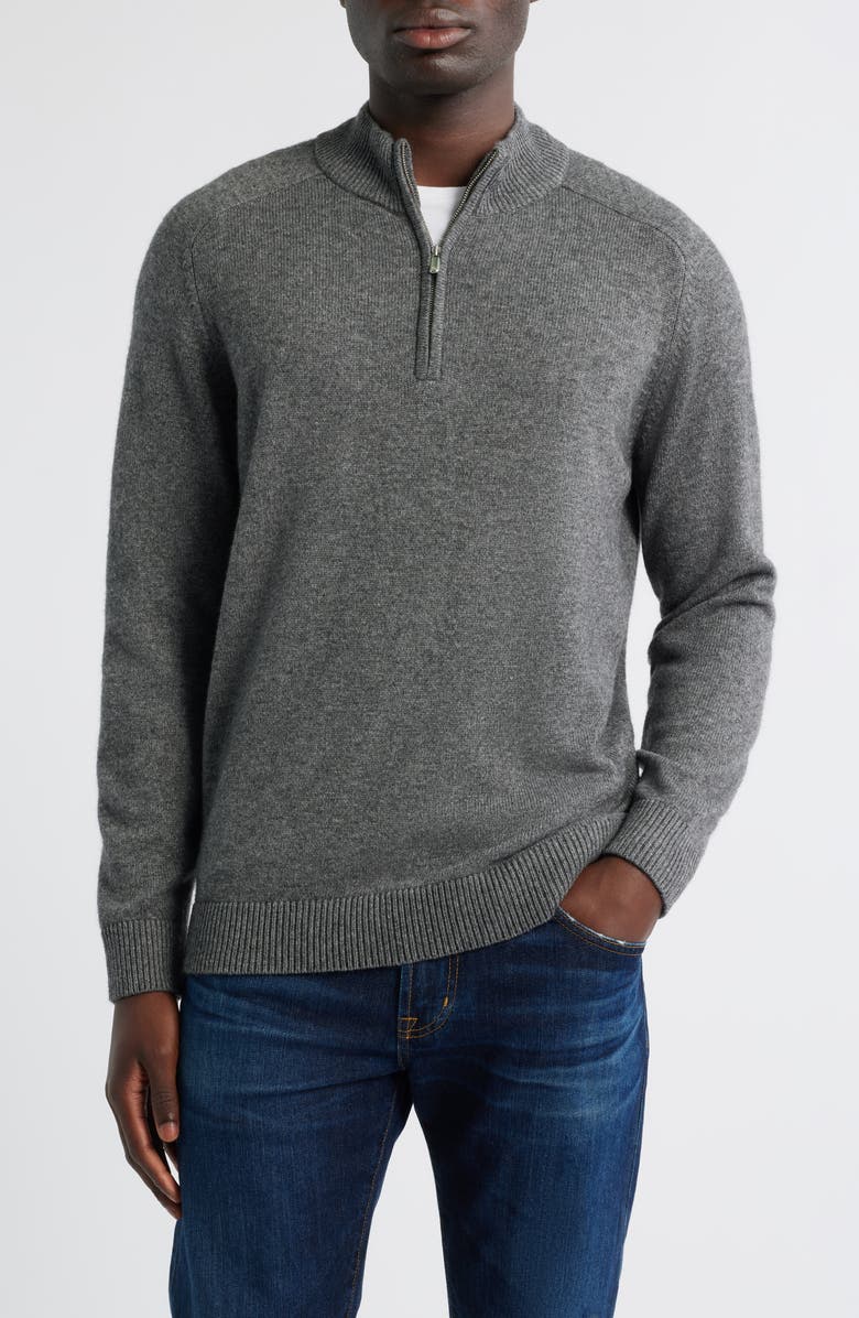 Peter Millar Crescent Wool Blend Quarter Zip Sweater, Main, color, Oslo Grey