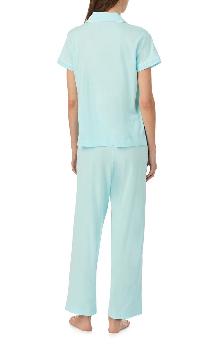 Lauren Ralph Lauren Short Sleeve Cotton Blend Pajamas, Alternate, color, Turquise