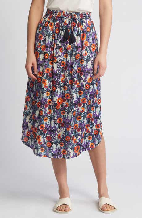 Silja Print Drawstring Waist Midi Skirt