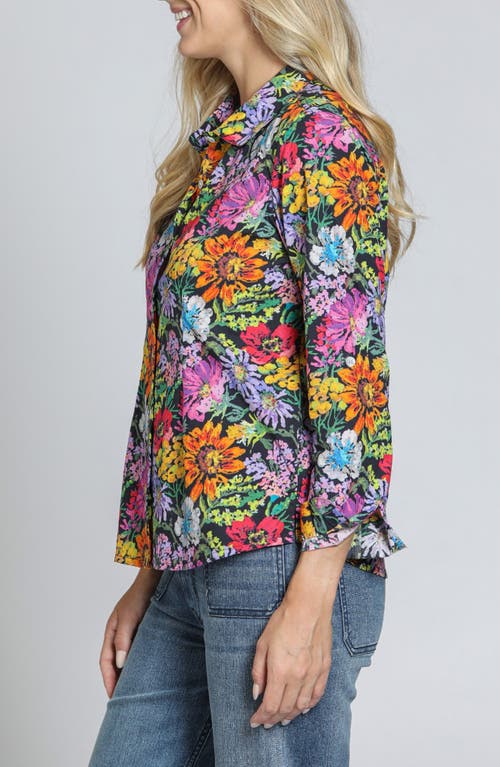 Apny Classic Floral Button-up Shirt In Lilac Multi