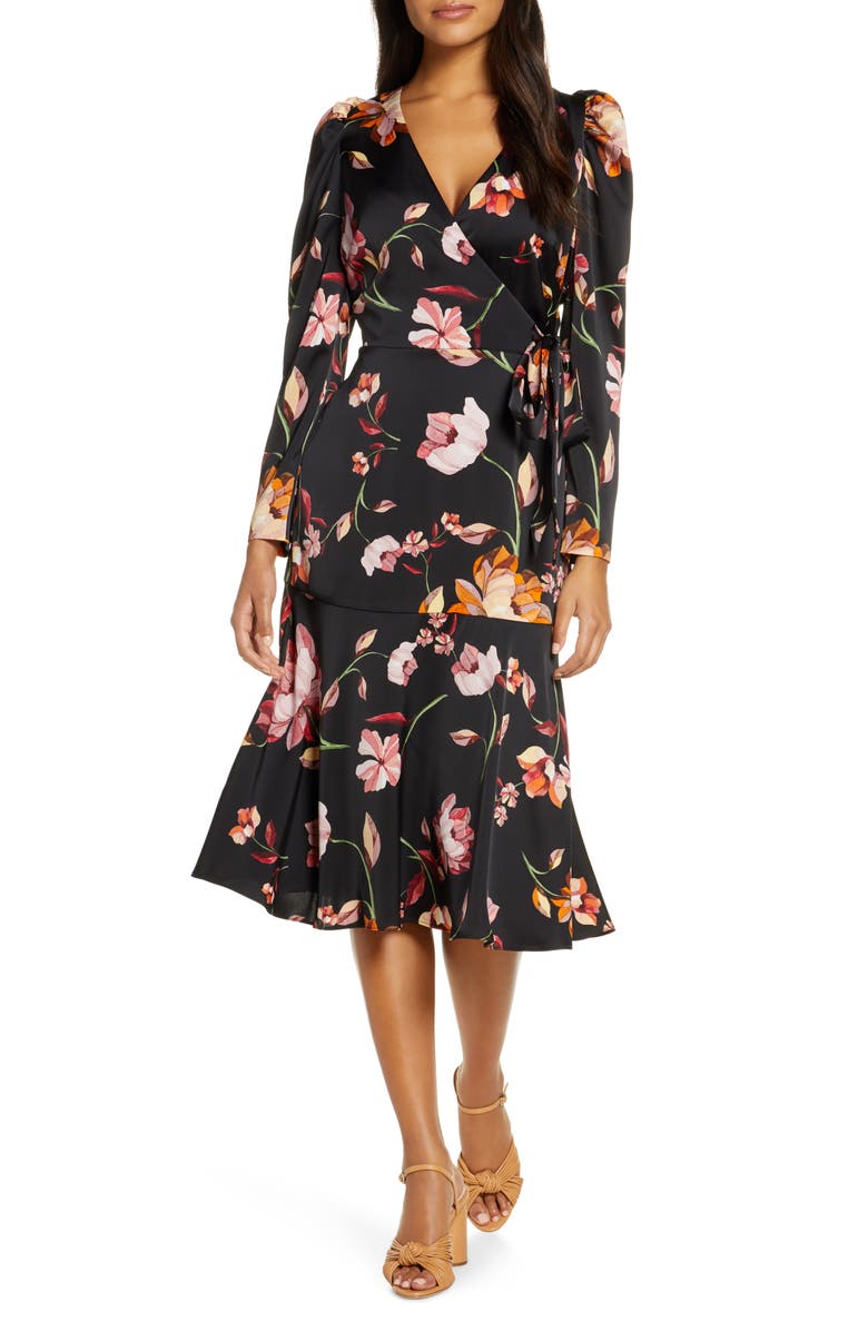 Maggy London Long Sleeve Faux Wrap Dress, Main, color, 