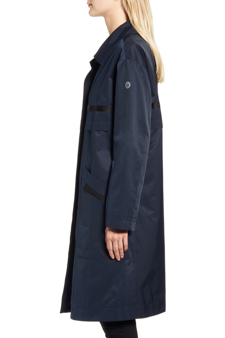 Long Hooded Raincoat, Alternate, color, DARK NAVY