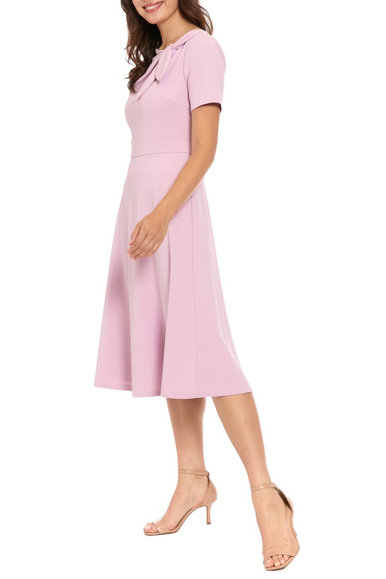 Scuba Crepe Fit & Flare Dress, Alternate, color, FR ORCHID