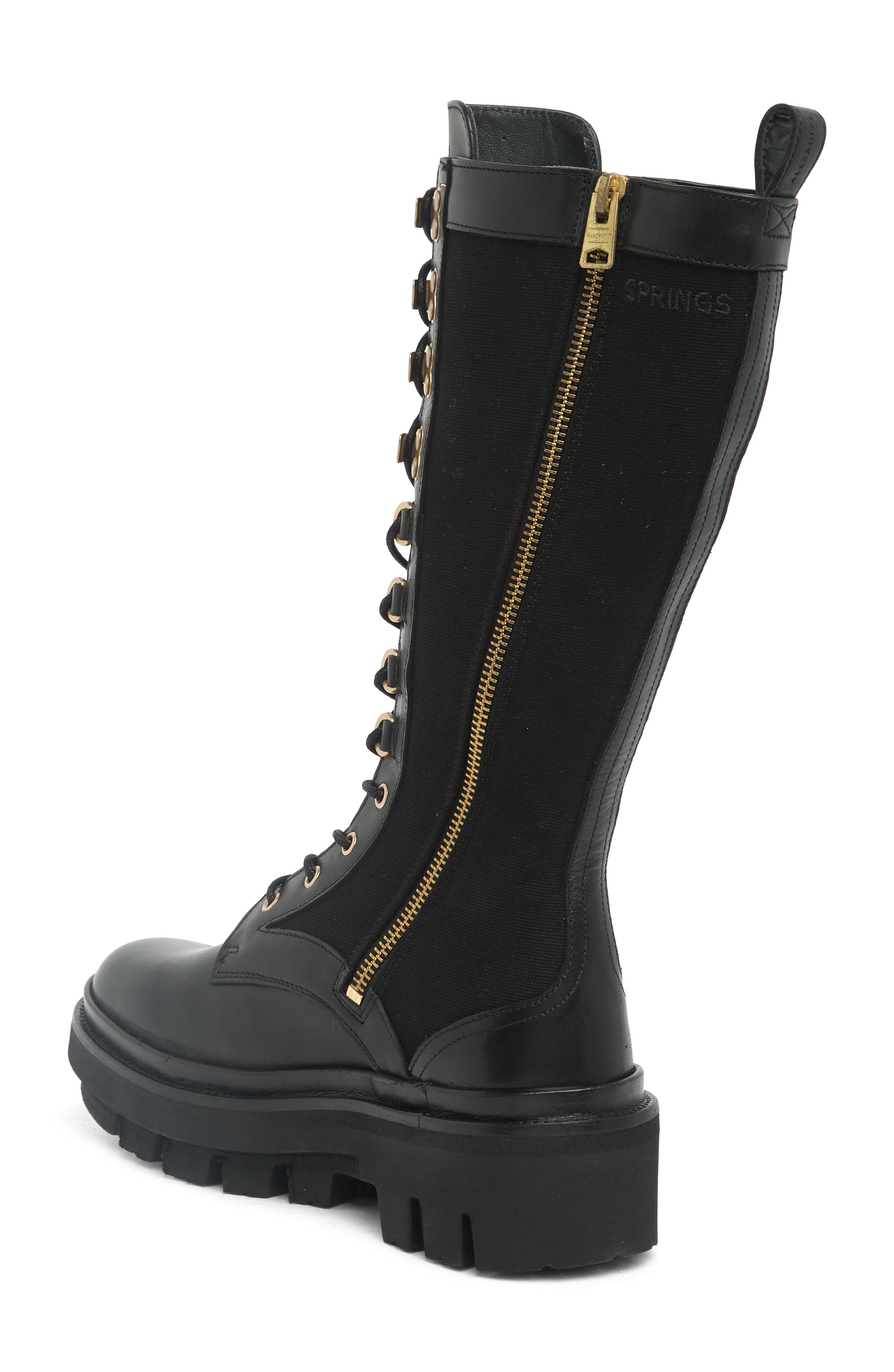 AllSaints Beth Leather & Canvas Tall Platform Boot, Alternate, color, 