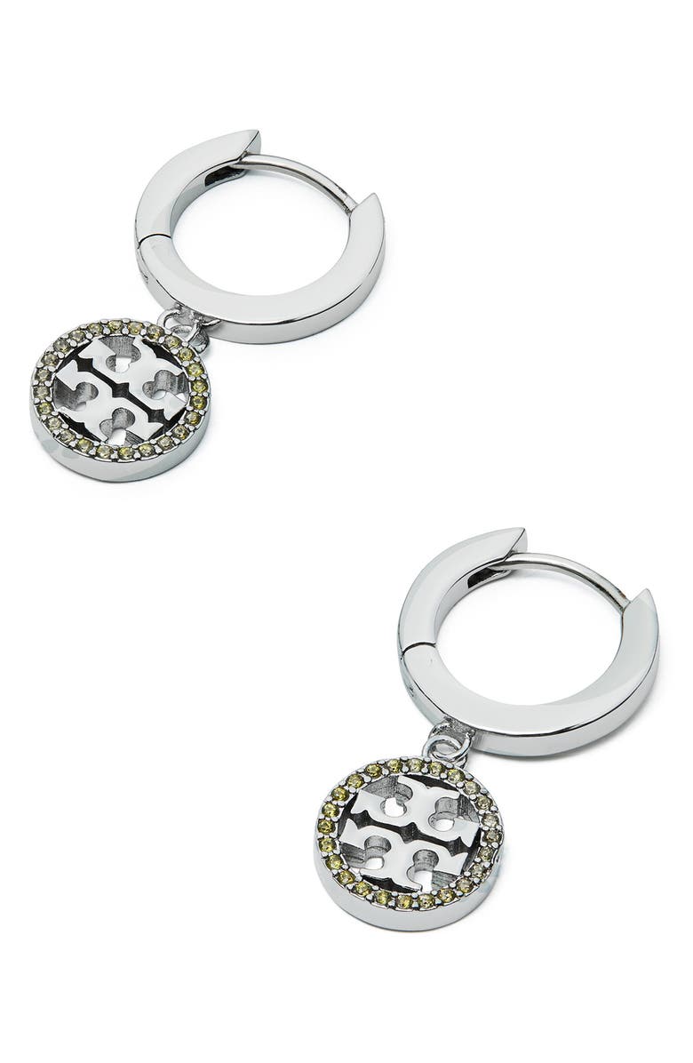 Tory Burch Icon Pavé Clip-On Hoop Earrings, Alternate, color, 