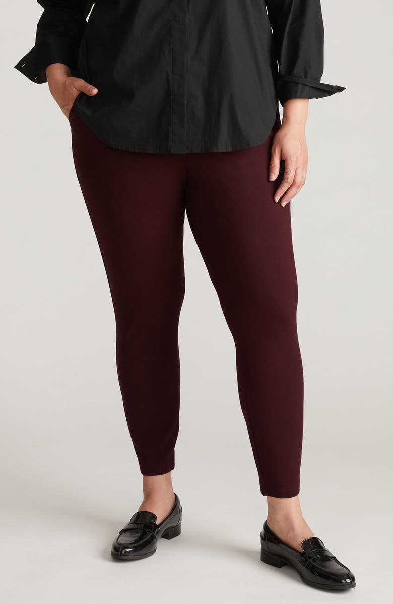 Universal Standard Pull-On Ponte Pants, Main, color, Black Cherry Red