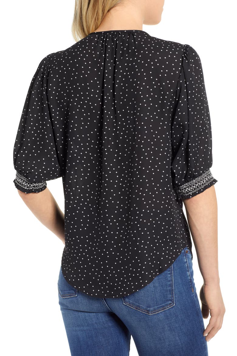 Valerie Dotted Puff Sleeve Blouse, Alternate, color, BLACK/ LILAC DOT