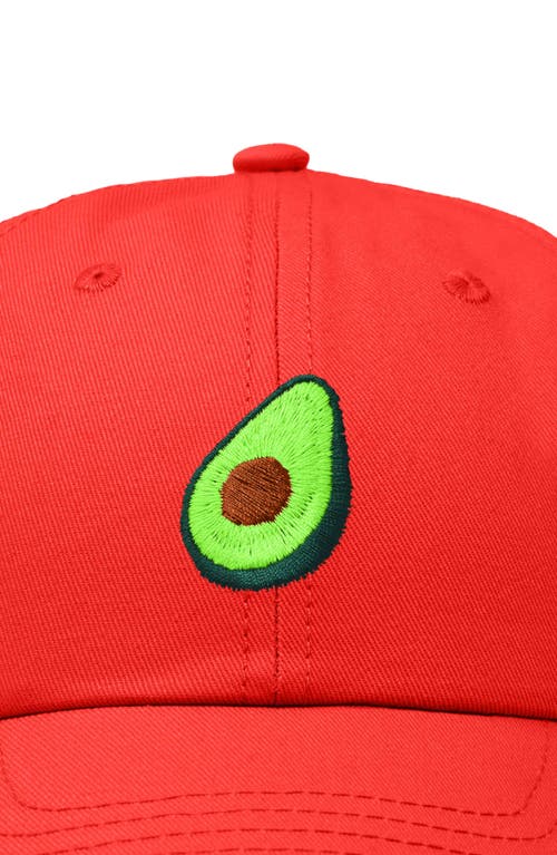 Dalix Avocado Embroidered Food Hat In Red