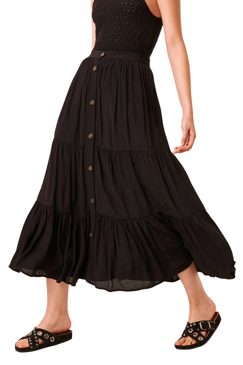 Easha Drape Maxi Skirt, Main, color, BLACK