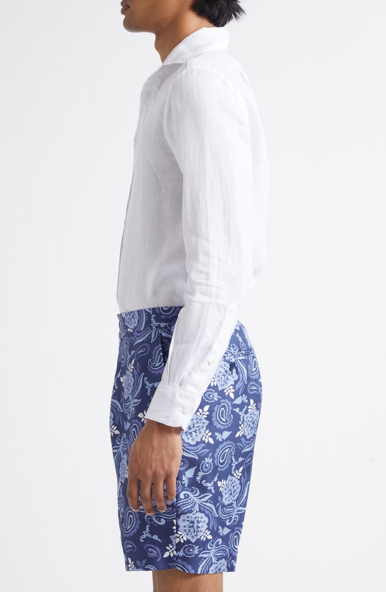 Ralph Lauren Purple Label Basket Weave Linen Button-Up Shirt, Alternate, color, White