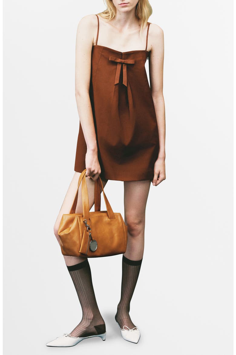 Bow Minidress, Main, color, MEDIUM BROWN