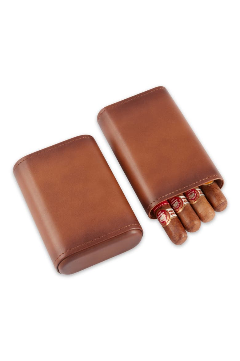 Rustic Leather Cigar Case, Alternate, color, BROWN MULTI COLOR
