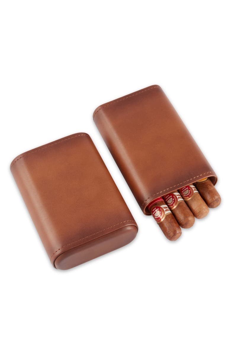Bey-Berk Rustic Leather Cigar Case, Alternate, color, Brown Multi Color