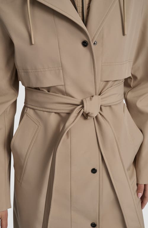 Dkny Softshell Hooded Trench Coat In Brown