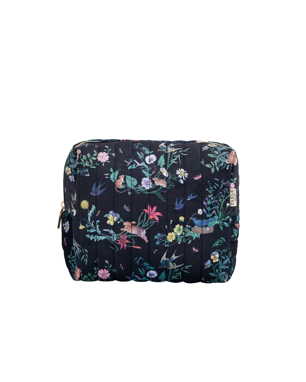 Fable England Running Bunny Large Quilted Makeup Bag, Main, color, Navy