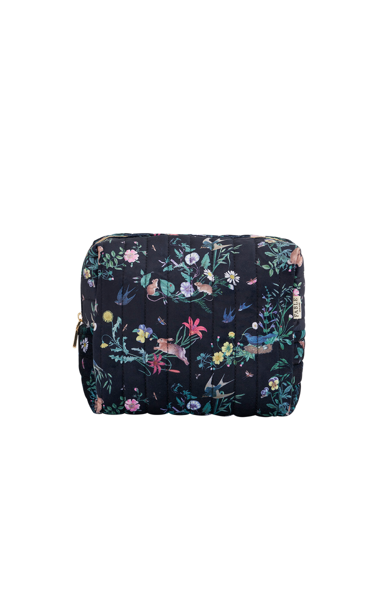 Fable England Running Bunny Large Quilted Makeup Bag, Main, color, Navy