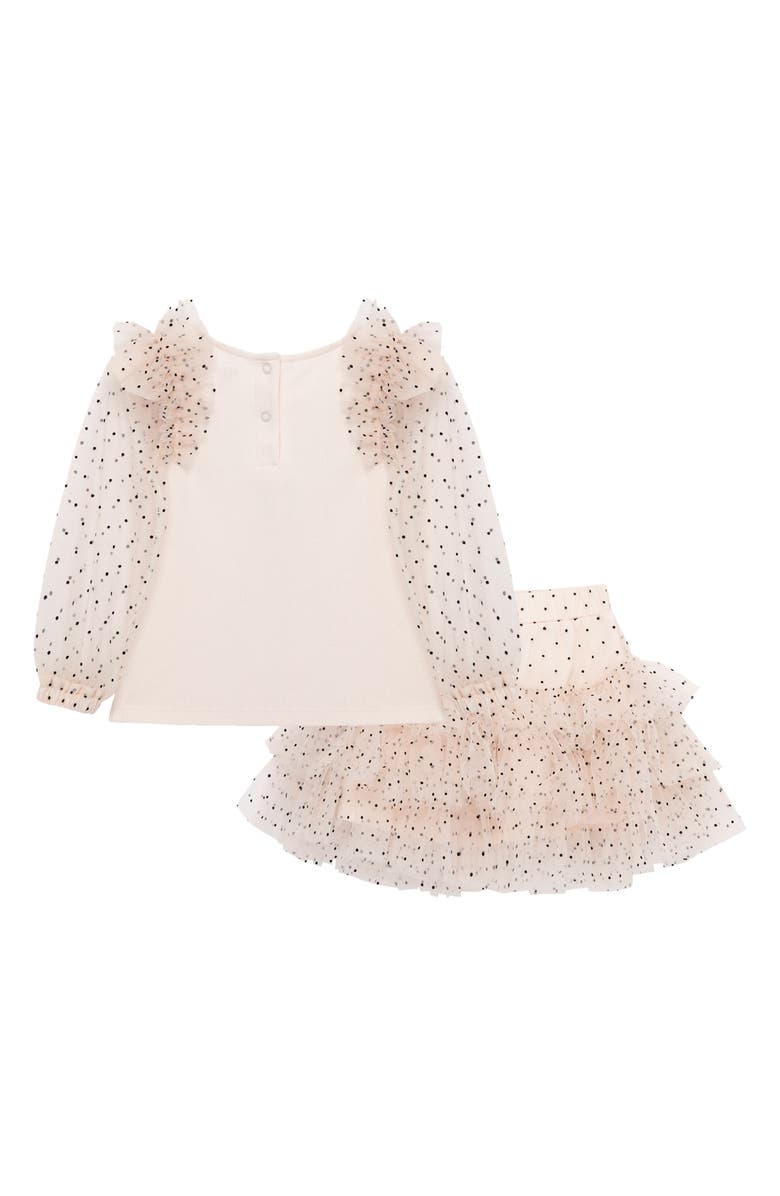 Habitual Kids Ruffle Shoulder Top & Tiered Skirt Set, Alternate, color, Light Peach