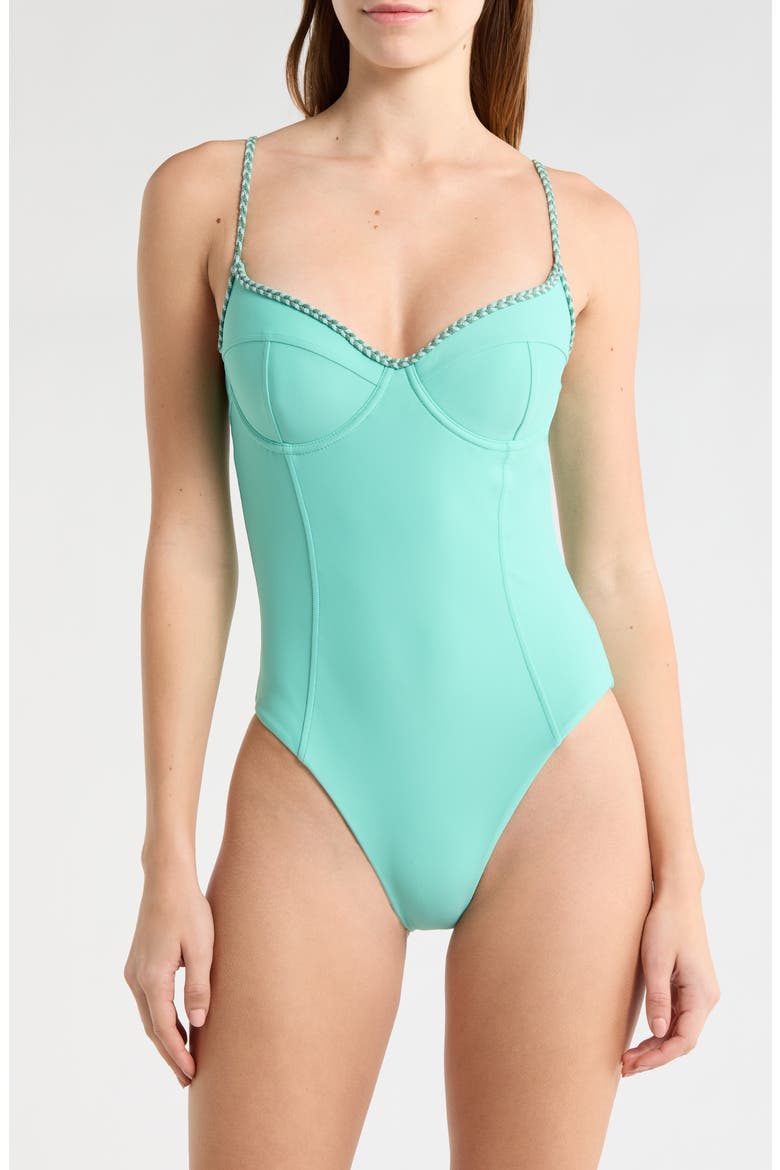 Jayda Braided One-Piece Swimsuit, Main, color, SEAGLASS