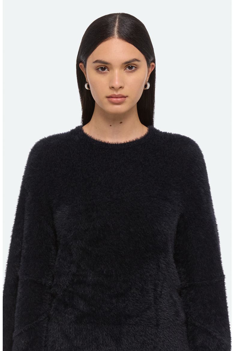Apex Eyelash Faux Fur Sweater, Alternate, color, BLACK
