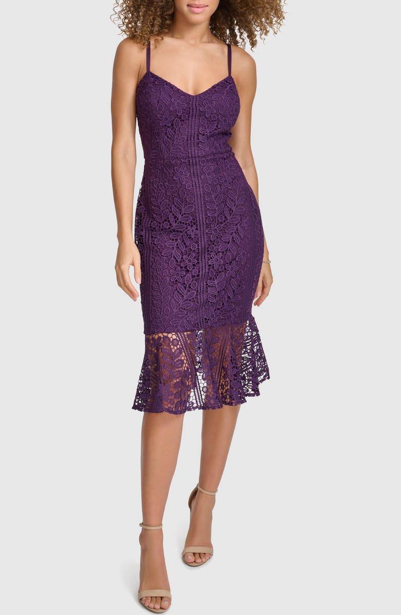 Siena Stripe Floral Lace Dress, Main, color, Plum