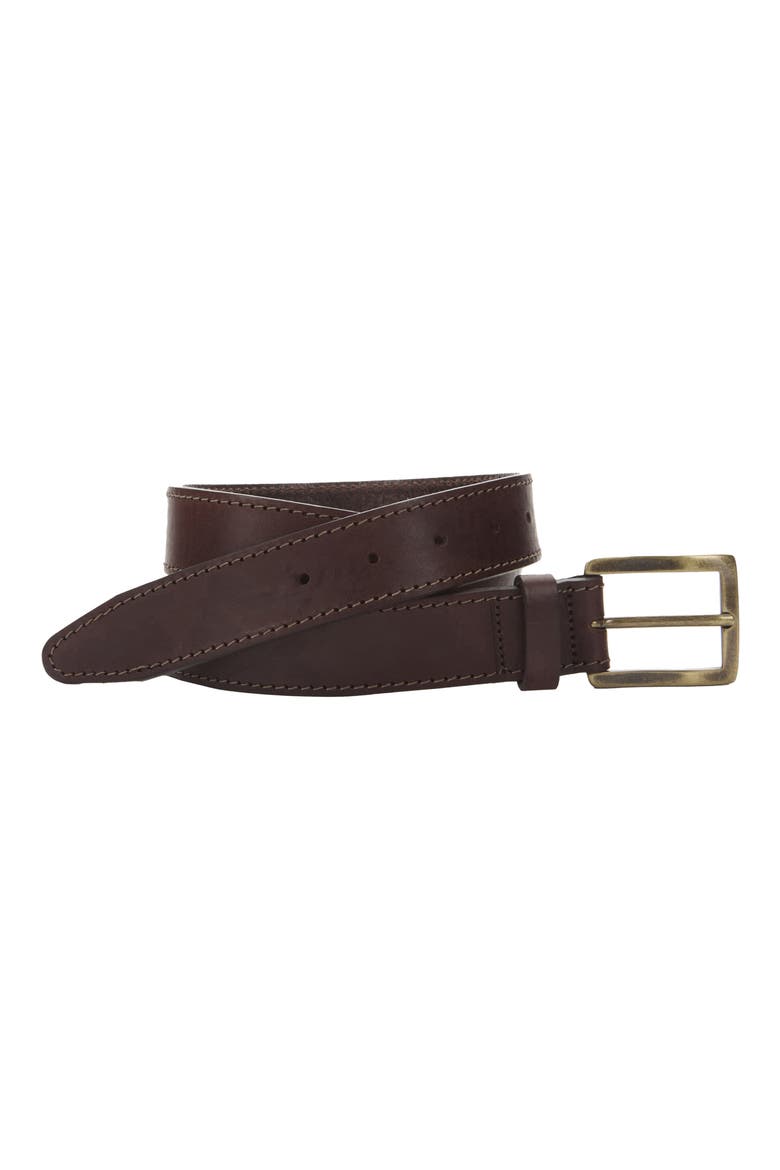 Deaton Leather Belt, Main, color, DARK BROWN