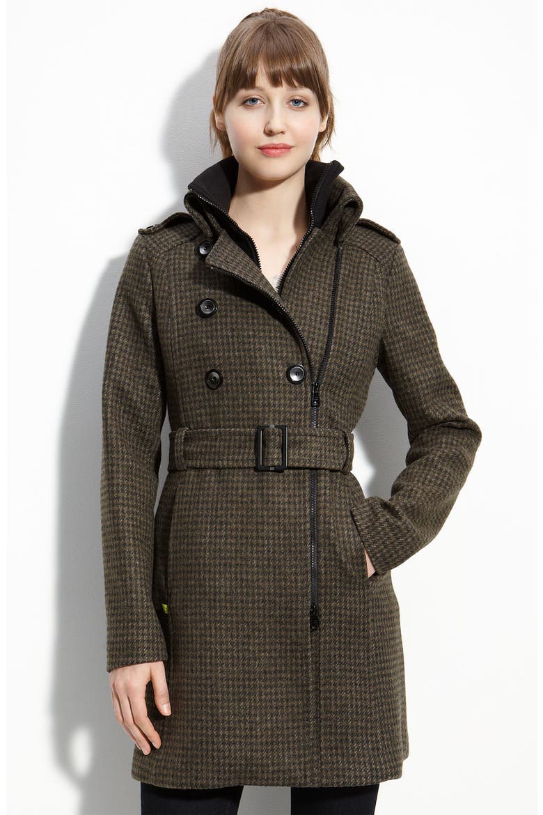 Soïa & Kyo Houndstooth Coat, Main, color, OLIVE