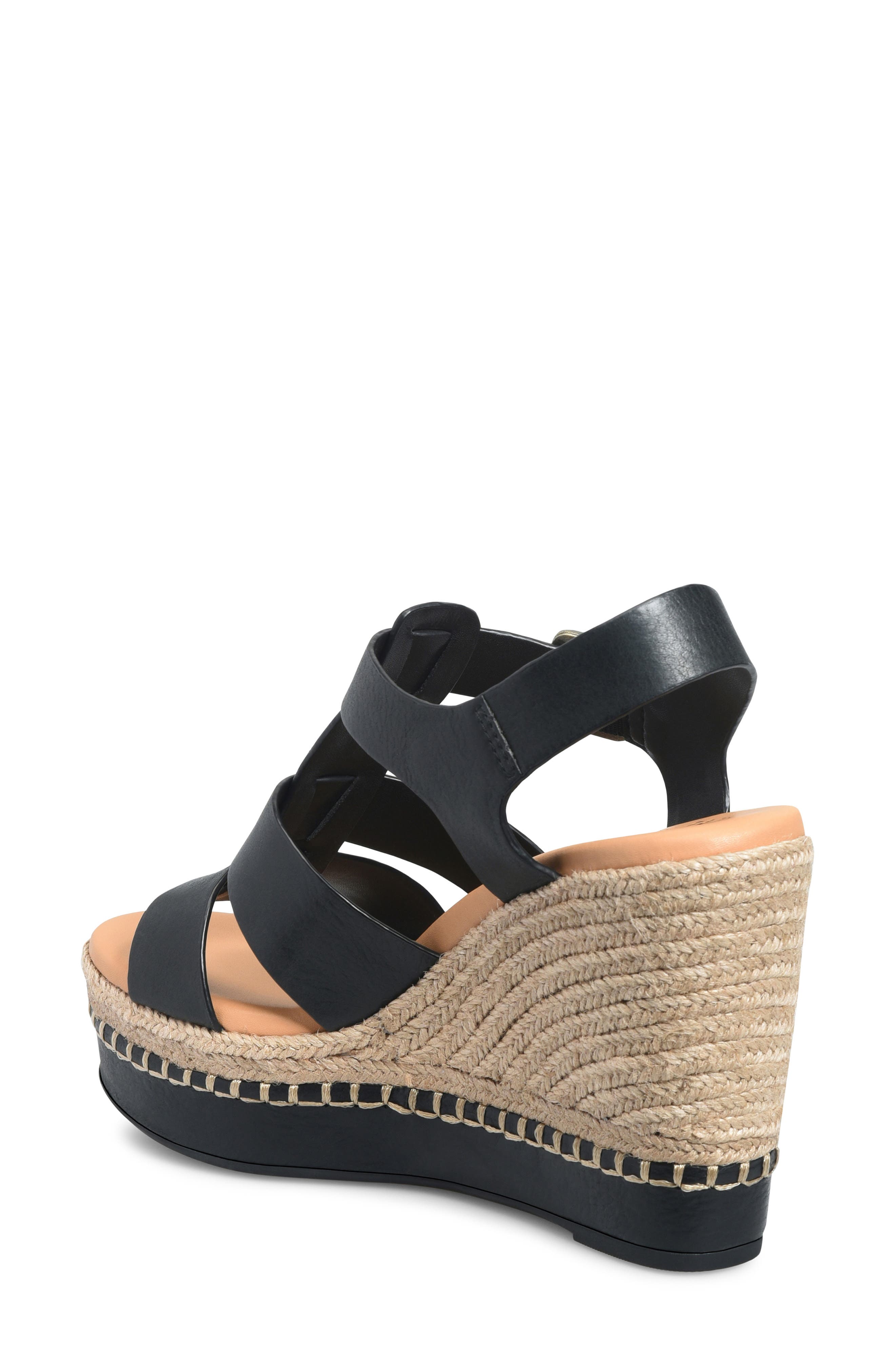 Kork-Ease<sup>®</sup> Rayleigh Espadrille Slingback Platform Wedge Sandal, Alternate, color, Black Leather